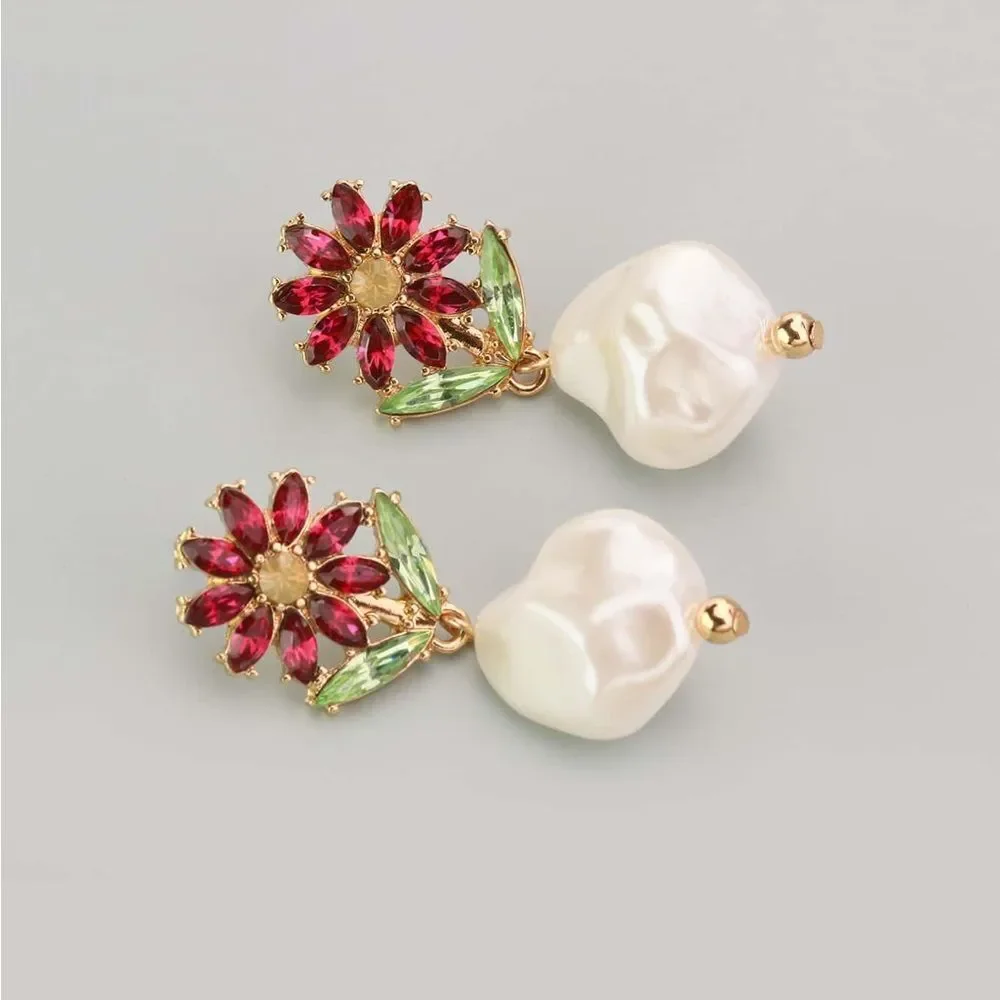 Floral Pearl Drop Earrings N1780